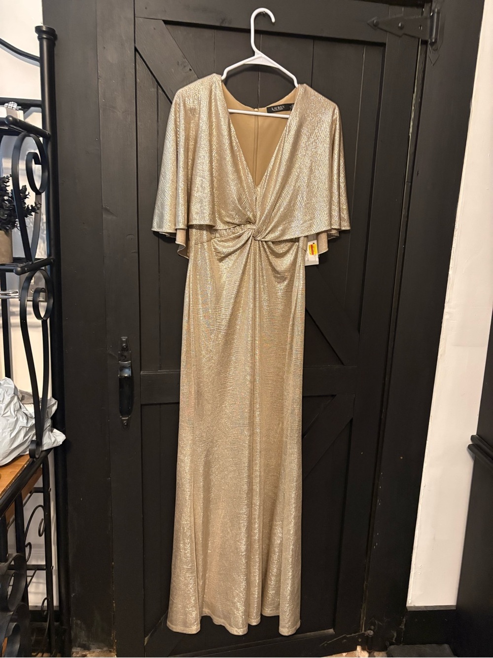 Ralph Lauren Shimmery Gold Twist-Front Maxi Dress - Picture 5 of 13